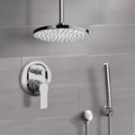 Remer SFH64 Chrome Shower System With Rain Ceiling Shower Head and Hand Shower